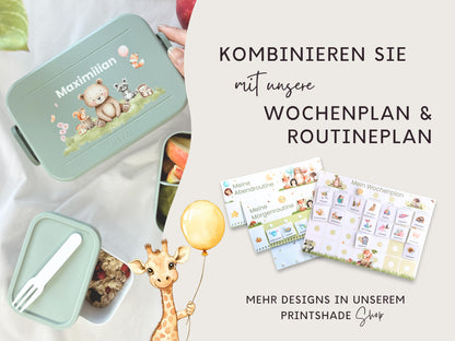 Mepal Brotdose mit Name personalisierbar - Design ZOO TIERE - Verschiedene Farben