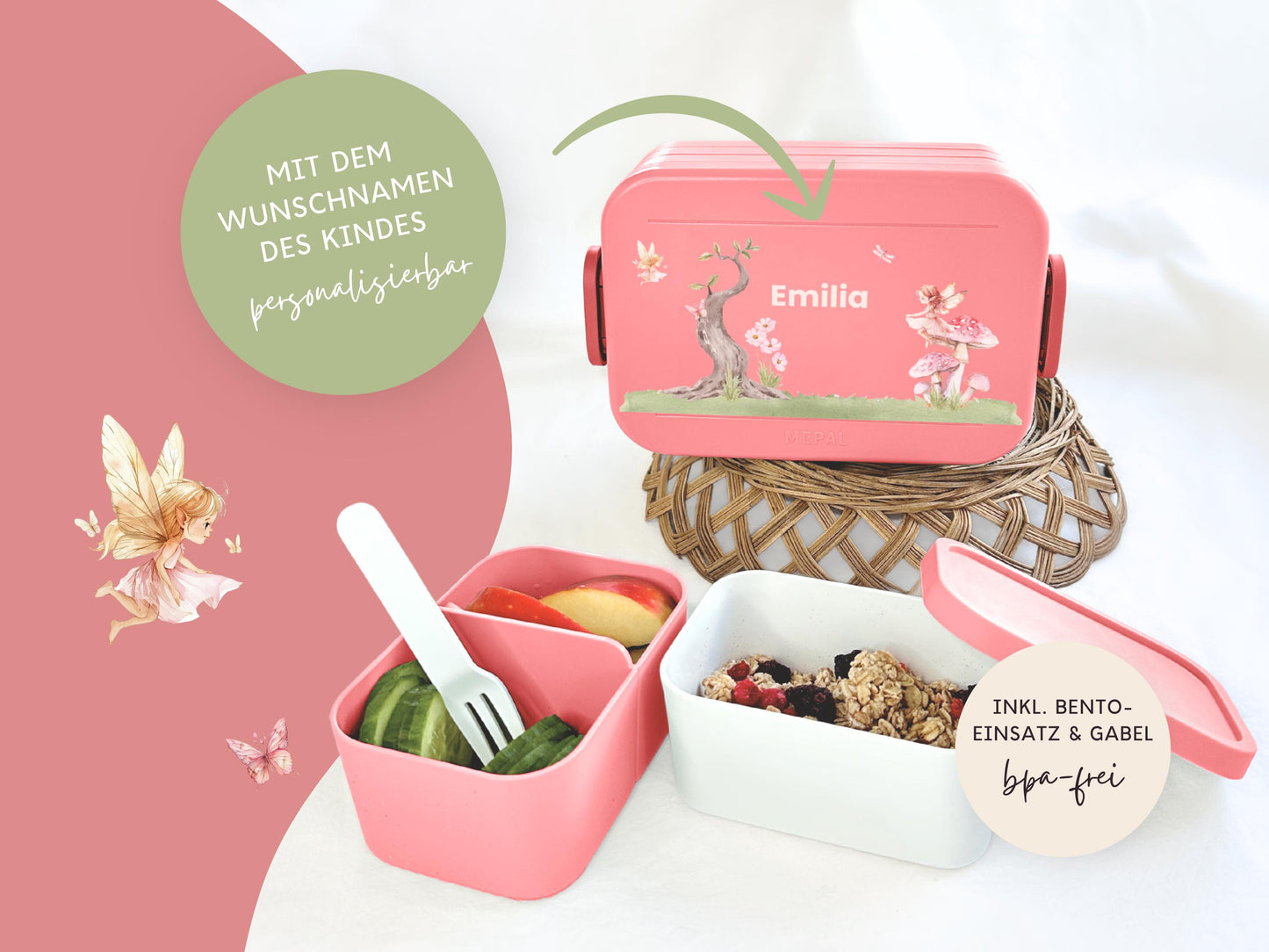 Mepal Brotdose mit Name personalisierbar - Design FEEN - Verschiedene Farben