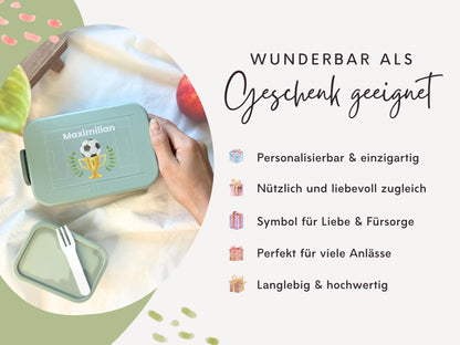 Mepal Brotdose mit Name personalisierbar - Design FUSSBALL - Verschiedene Farben