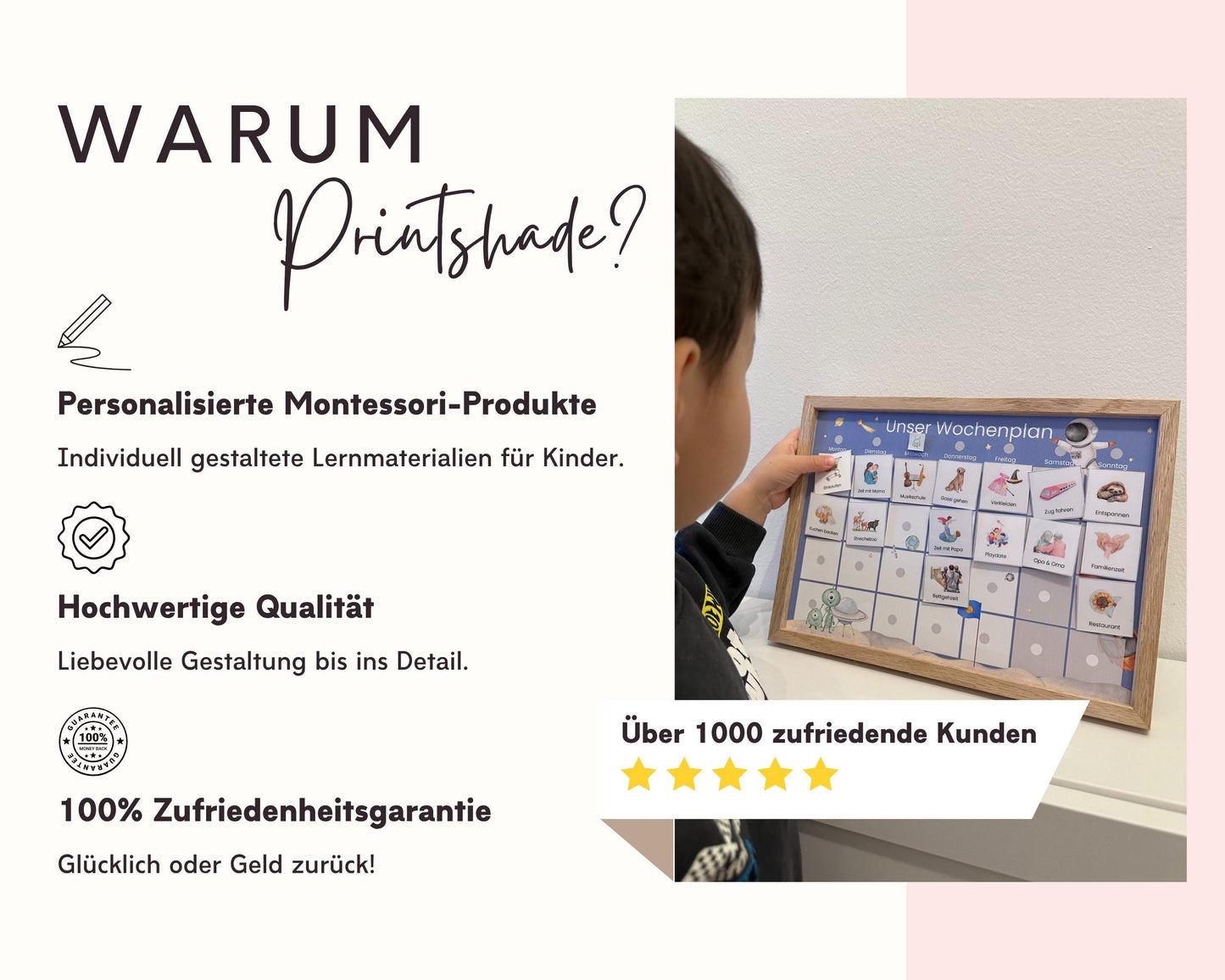 Wochenplaner inkl. Symbolkarten - Design EINHORN - Personalisierbar