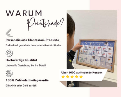 Wochenplaner inkl. Symbolkarten - Design EINHORN - Personalisierbar