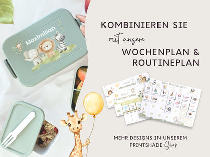 Mepal Brotdose mit Name personalisierbar - Design SAFARI - Verschiedene Farben