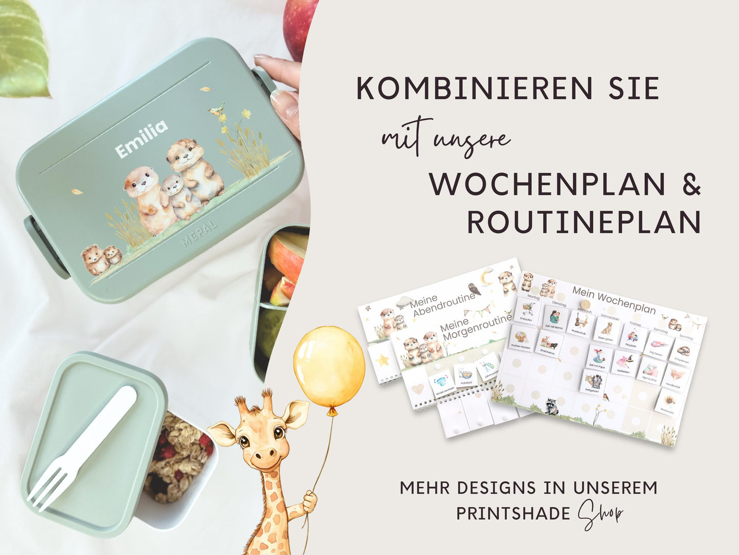 Mepal Brotdose mit Name personalisierbar - Design OTTER - Verschiedene Farben