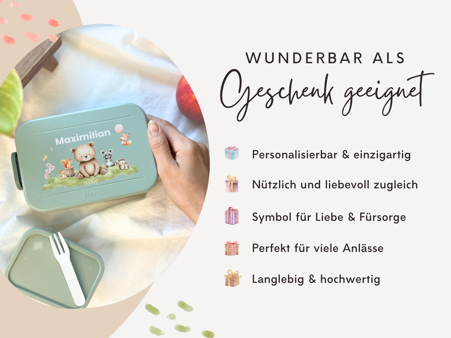 Mepal Brotdose mit Name personalisierbar - Design ZOO TIERE - Verschiedene Farben