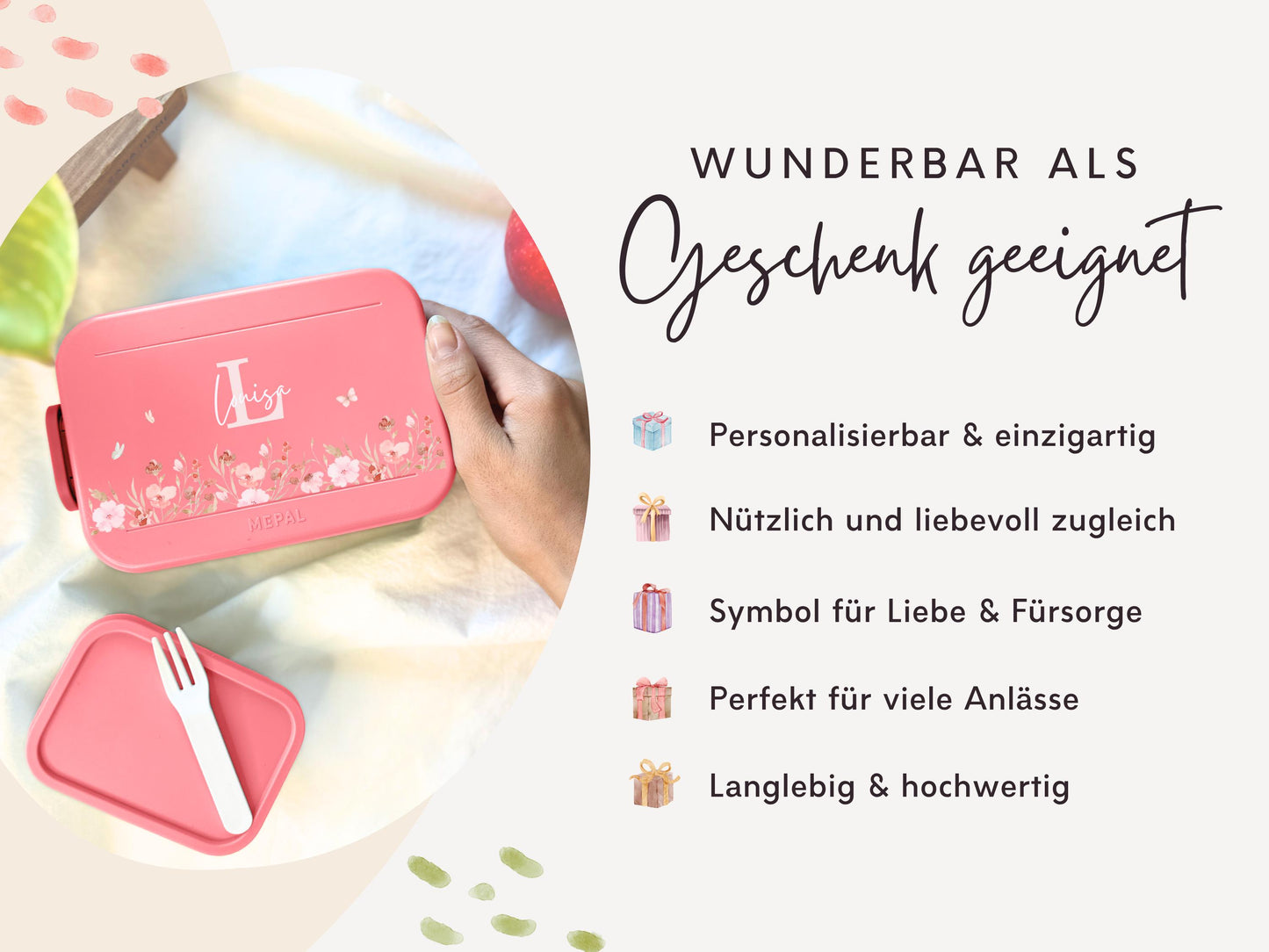 Mepal Brotdose mit Name personalisierbar - Design SCHMETTERLINGE - Verschiedene Farben