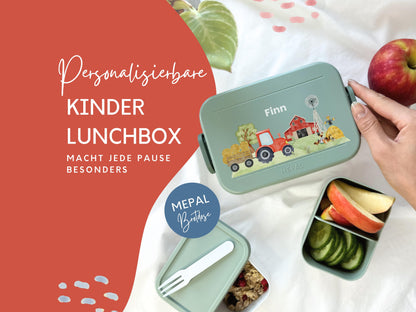 Mepal Brotdose mit Name personalisierbar - Design TRAKTOR ROT - Verschiedene Farben