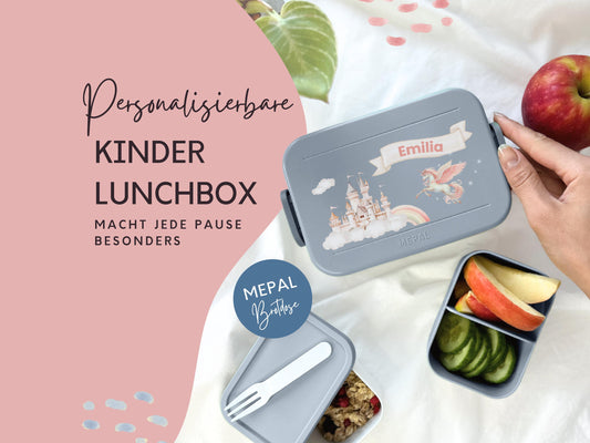 Mepal Brotdose mit Name personalisierbar - Design EINHORN - Verschiedene Farben
