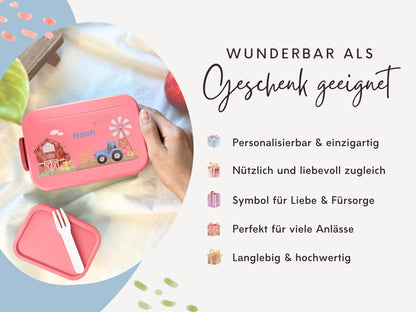 Mepal Brotdose mit Name personalisierbar - Design TRAKTOR BLAU - Verschiedene Farben