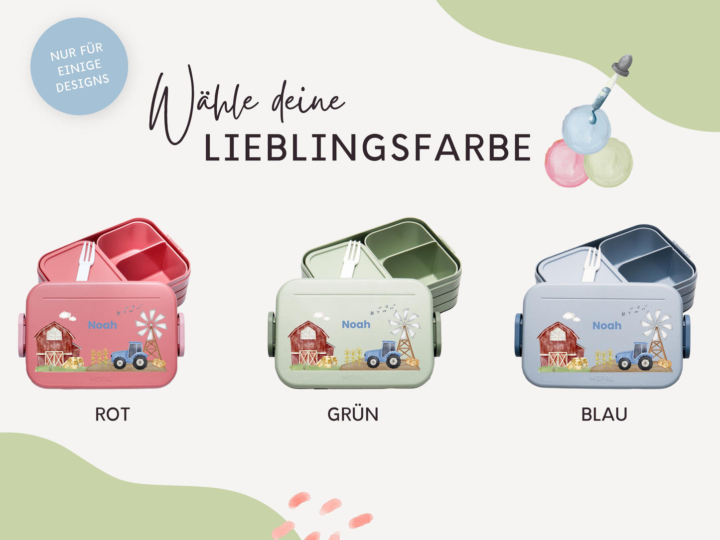 Mepal Brotdose mit Name personalisierbar - Design TRAKTOR BLAU - Verschiedene Farben