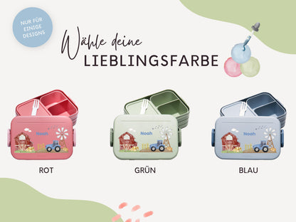 Mepal Brotdose mit Name personalisierbar - Design TRAKTOR BLAU - Verschiedene Farben