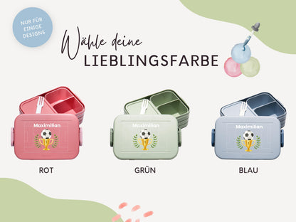 Mepal Brotdose mit Name personalisierbar - Design FUSSBALL - Verschiedene Farben