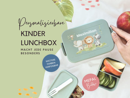 Mepal Brotdose mit Name personalisierbar - Design SAFARI - Verschiedene Farben