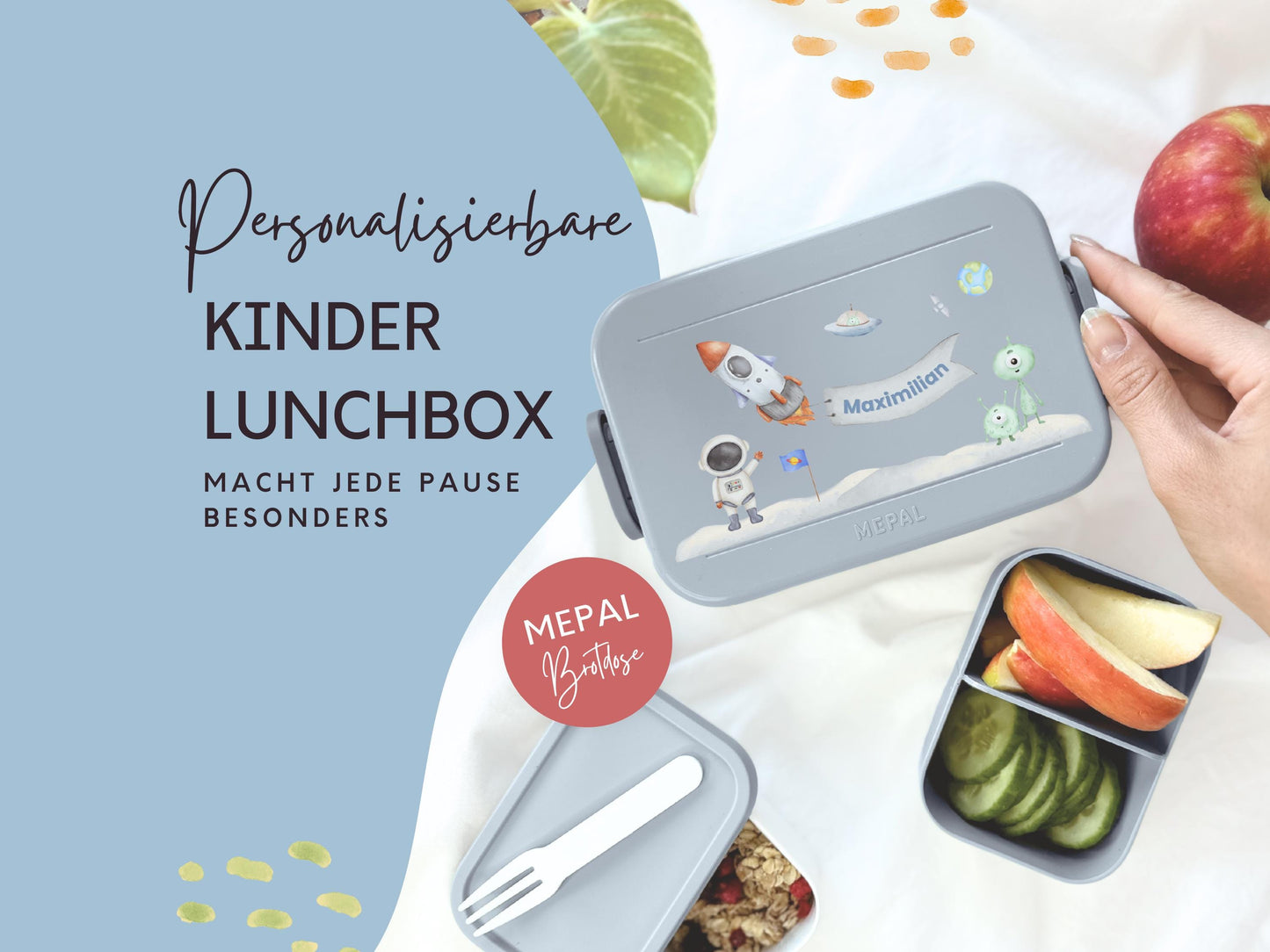 Mepal Brotdose mit Name personalisierbar - Design ASTRONAUT - Verschiedene Farben
