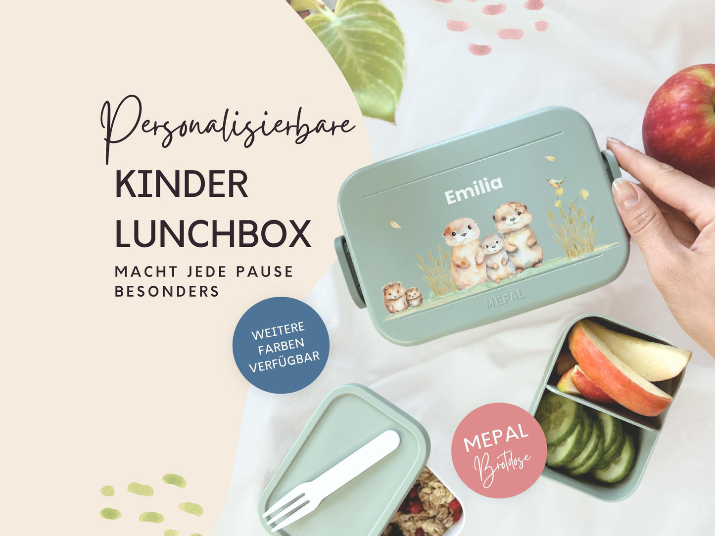 Mepal Brotdose mit Name personalisierbar - Design OTTER - Verschiedene Farben