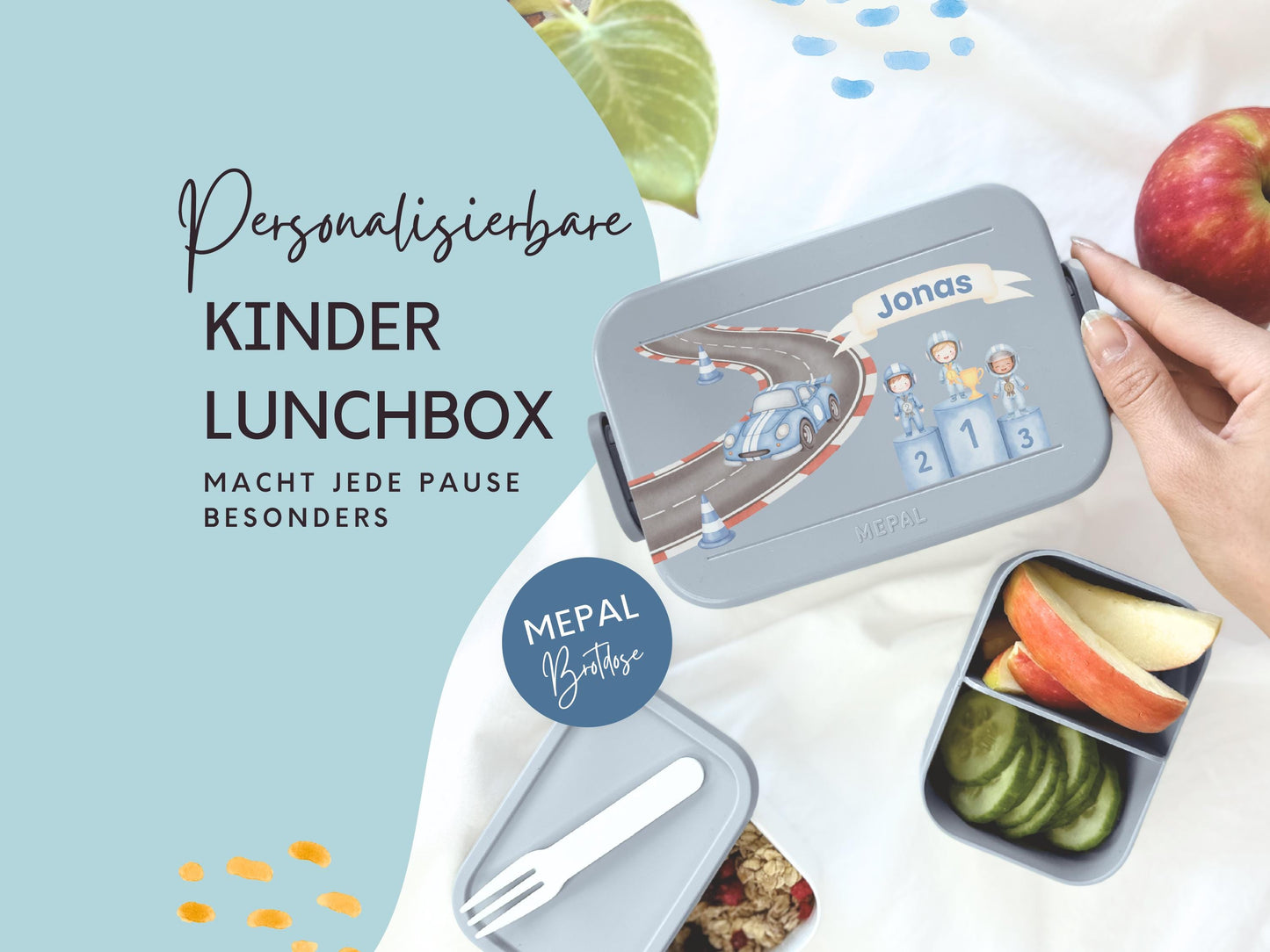 Mepal Brotdose mit Name personalisierbar - Design AUTO - Verschiedene Farben