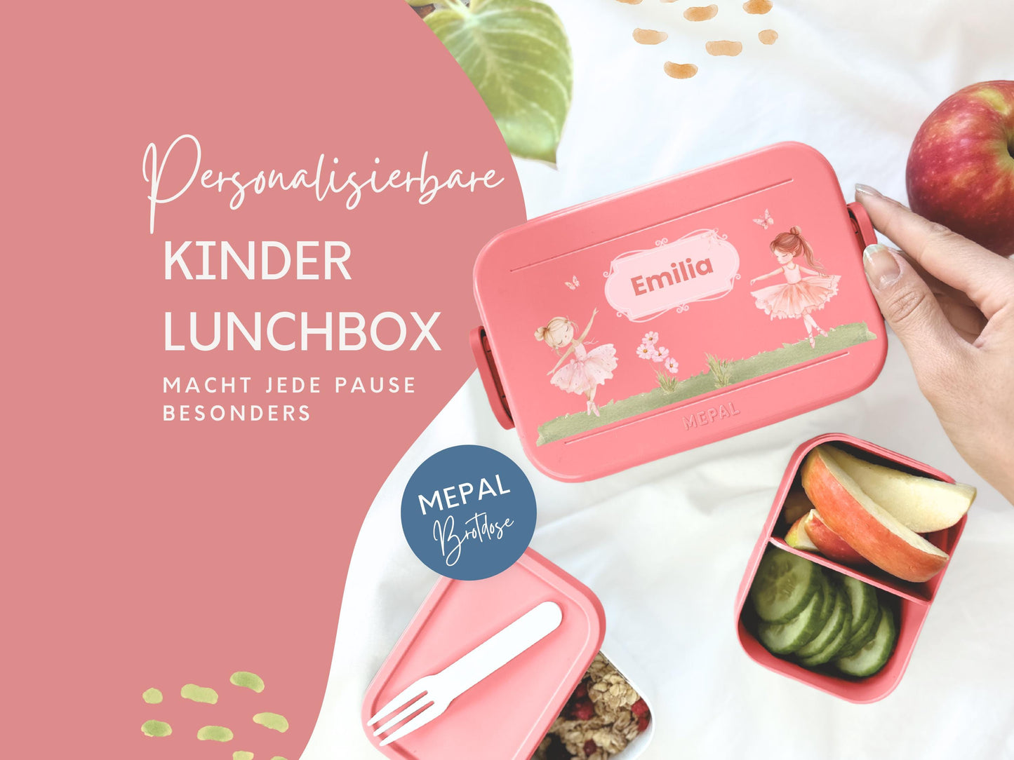 Mepal Brotdose mit Name personalisierbar - Design BALLERINA - Verschiedene Farben