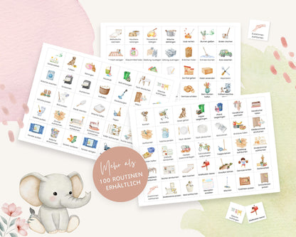 Haushaltsplan To-Do-Liste inkl. Symbolkarten - Design ROSA ELEFANT