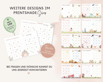 Haushaltsplan To-Do-Liste inkl. Symbolkarten - Design ROSA ELEFANT