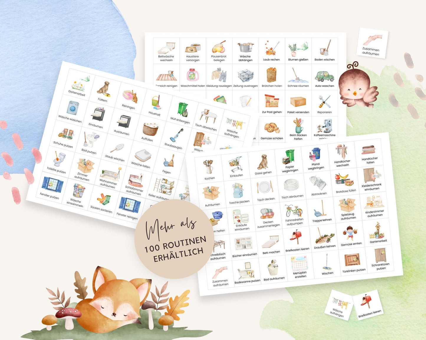 Haushaltsplan To-Do-Liste inkl. Symbolkarten - Design WALDTIERE