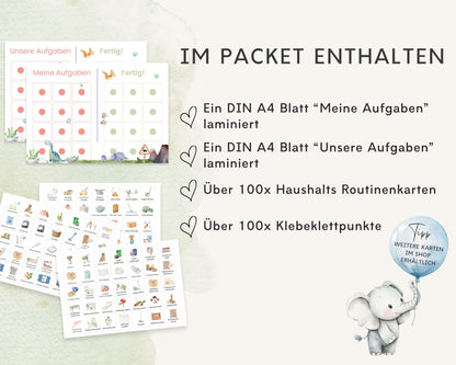 Haushaltsplan To-Do-Liste inkl. Symbolkarten - Design DINOSAURIER