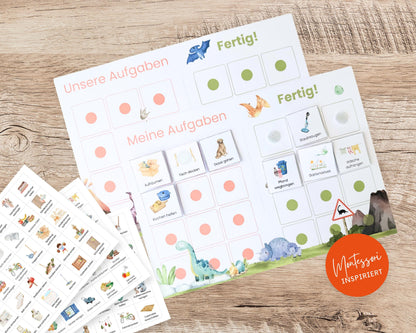 Haushaltsplan To-Do-Liste inkl. Symbolkarten - Design DINOSAURIER