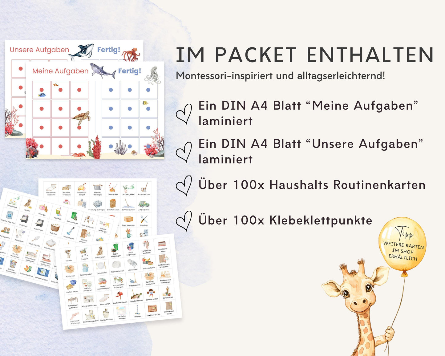 Haushaltsplan To-Do-Liste inkl. Symbolkarten - Design MEER