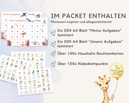 Haushaltsplan To-Do-Liste inkl. Symbolkarten - Design MEER