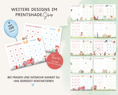 Haushaltsplan To-Do-Liste inkl. Symbolkarten - Design FEUERWEHR