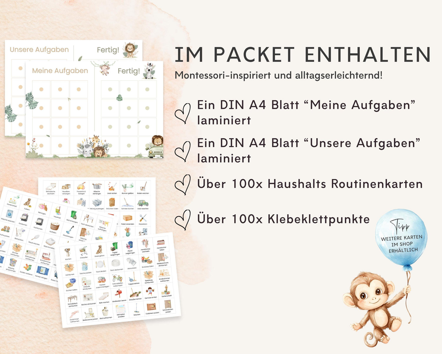 Haushaltsplan To-Do-Liste inkl. Symbolkarten - Design SAFARI