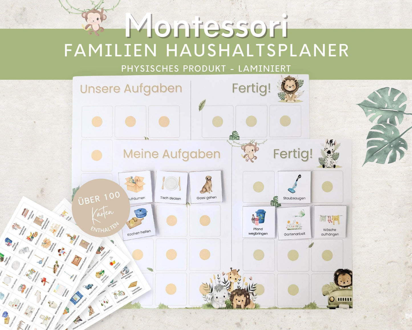 Haushaltsplan To-Do-Liste inkl. Symbolkarten - Design SAFARI