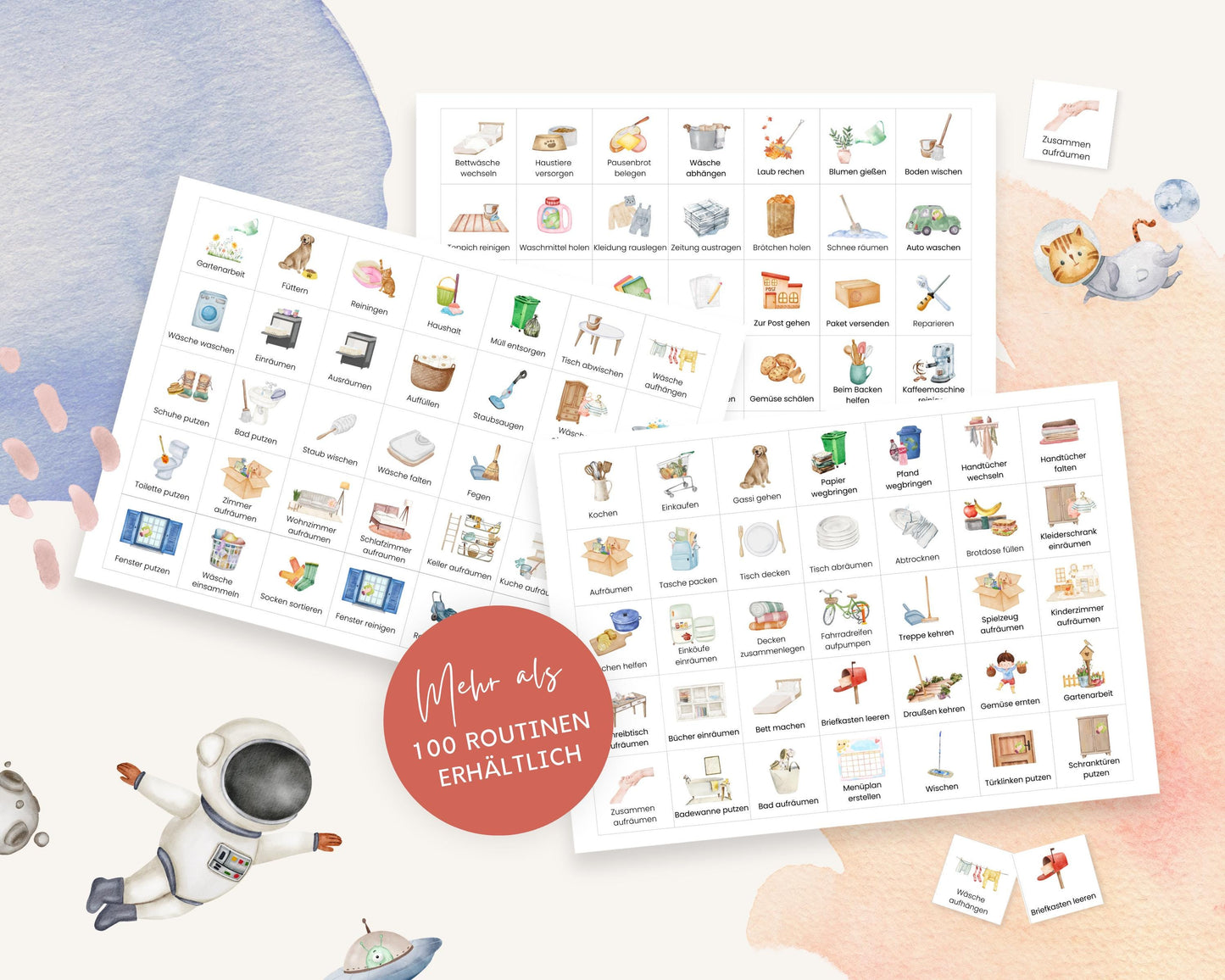 Haushaltsplan To-Do-Liste inkl. Symbolkarten - Design ASTRONAUT