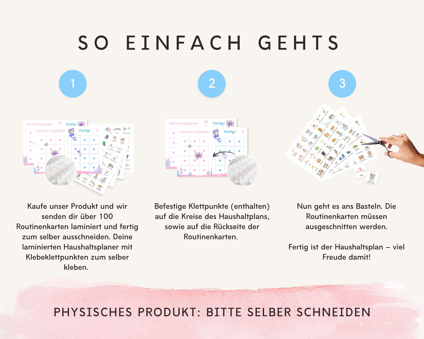 Haushaltsplan To-Do-Liste inkl. Symbolkarten - Design MEERJUNGFRAU