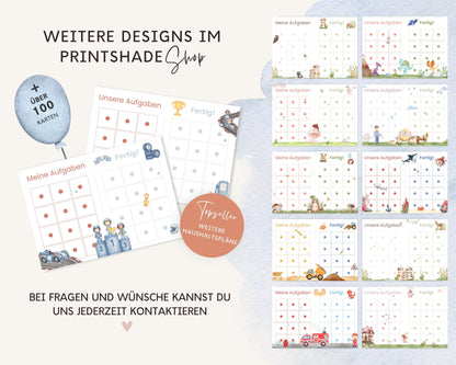 Haushaltsplan To-Do-Liste inkl. Symbolkarten - Design AUTOS