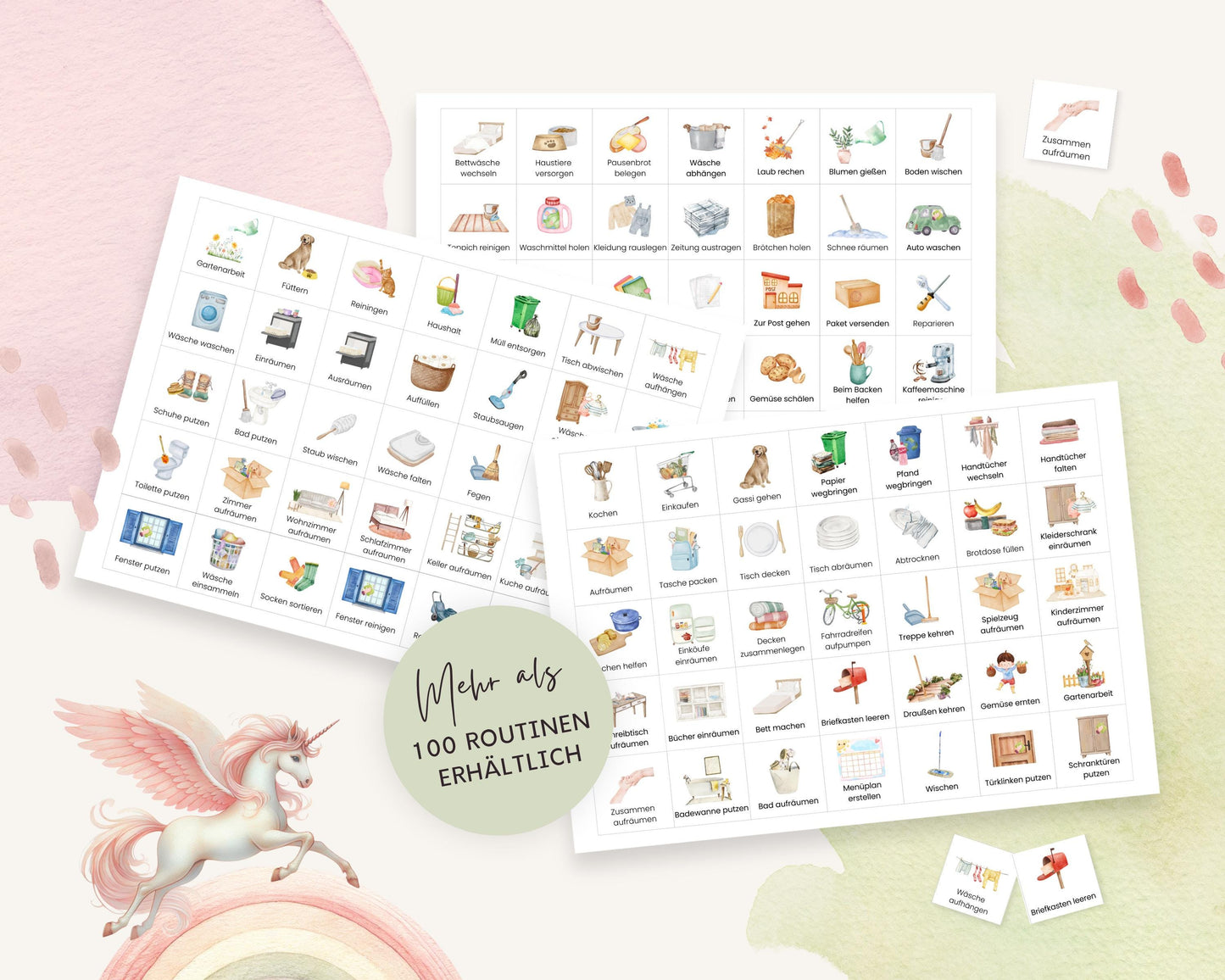 Haushaltsplan To-Do-Liste inkl. Symbolkarten - Design EINHORN