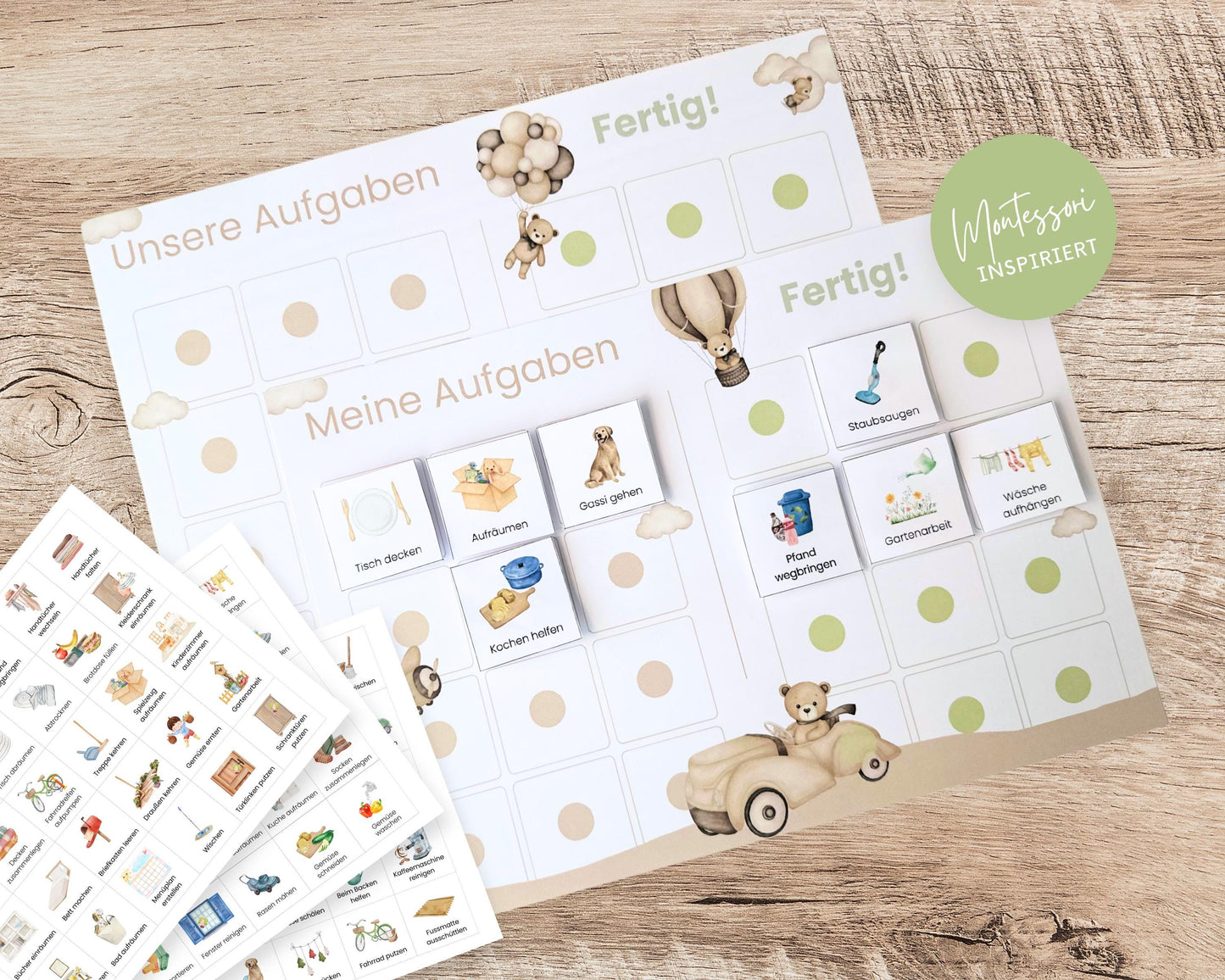 Haushaltsplan To-Do-Liste inkl. Symbolkarten - Design TEDDYBÄR