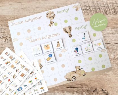 Haushaltsplan To-Do-Liste inkl. Symbolkarten - Design TEDDYBÄR