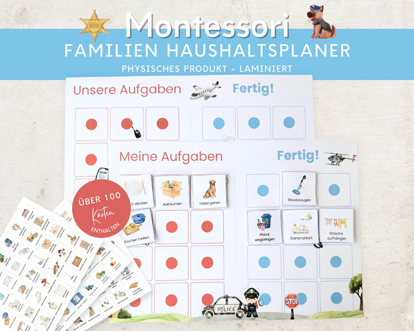 Haushaltsplan To-Do-Liste inkl. Symbolkarten - Design POLIZEI