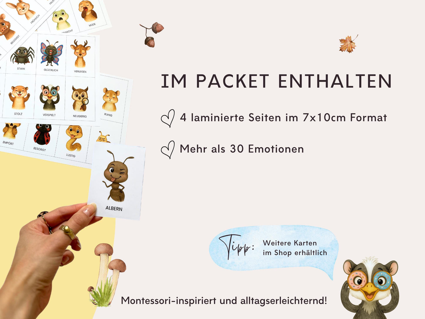 Emotionskarten 32 KARTEN - Design WALD TIERE