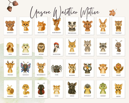 Emotionskarten 32 KARTEN - Design WALD TIERE