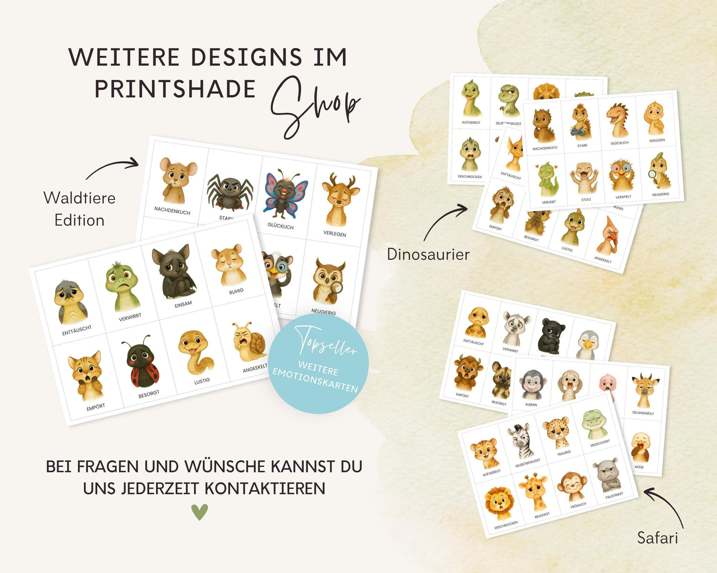Emotionskarten 32 KARTEN - Design WALD TIERE