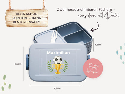 Mepal Brotdose mit Name personalisierbar - Design FUSSBALL - Verschiedene Farben