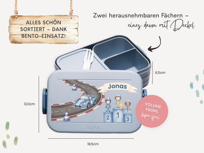 Mepal Brotdose mit Name personalisierbar - Design AUTO - Verschiedene Farben