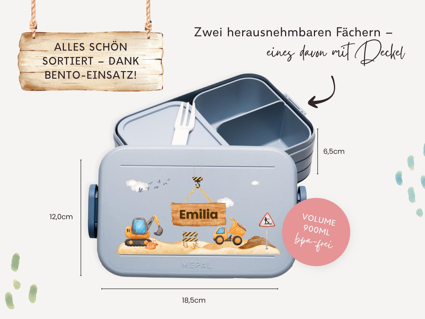 Mepal Brotdose mit Name personalisierbar - Design BAGGER - Verschiedene Farben