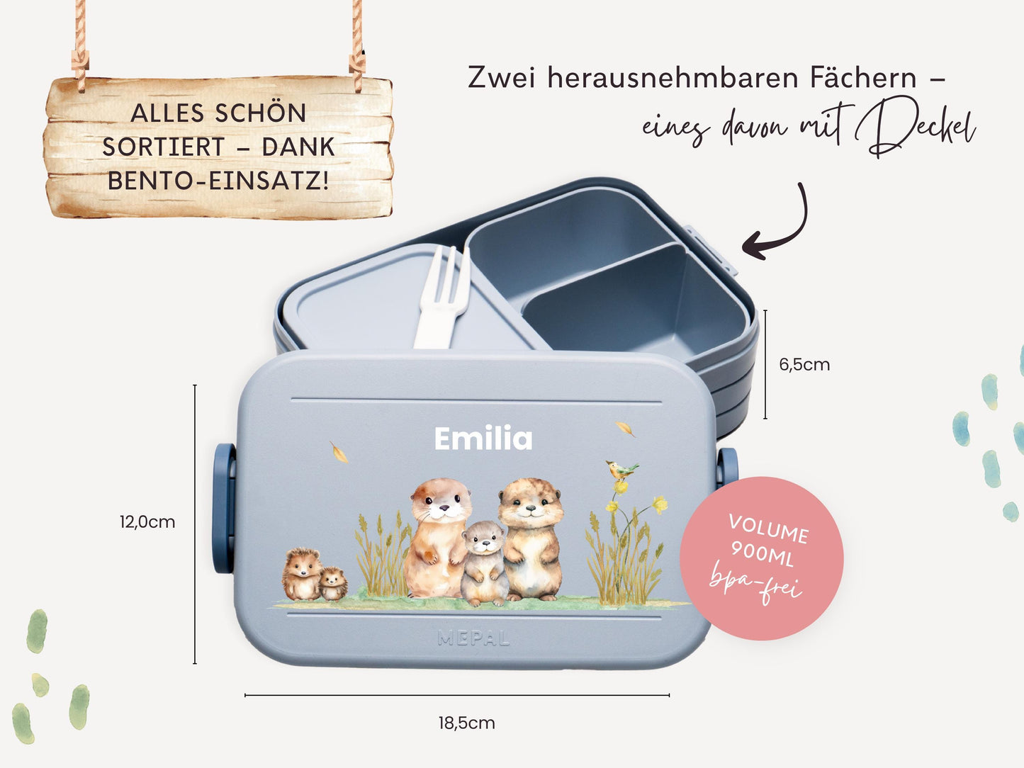Mepal Brotdose mit Name personalisierbar - Design OTTER - Verschiedene Farben