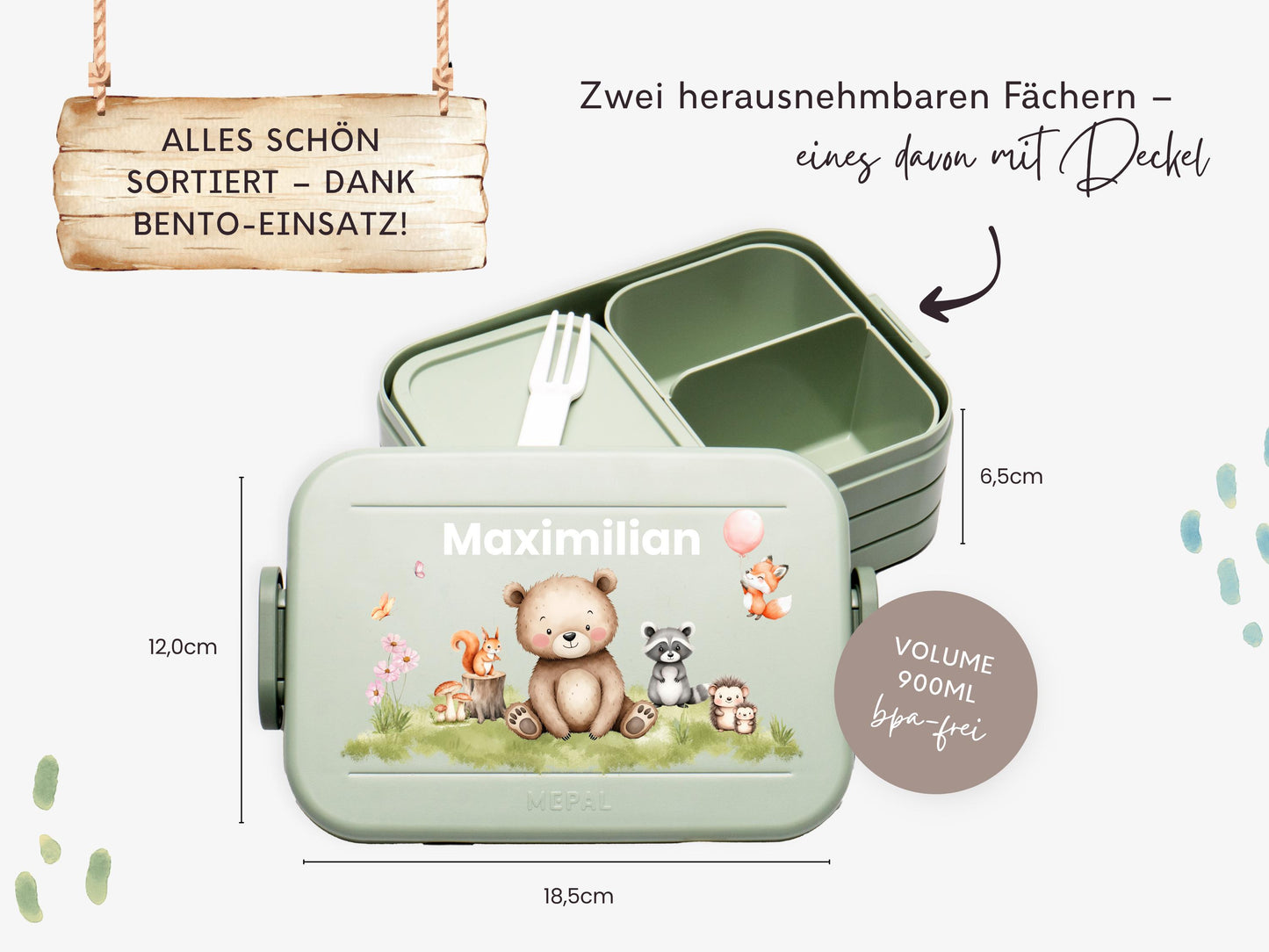 Mepal Brotdose mit Name personalisierbar - Design ZOO TIERE - Verschiedene Farben