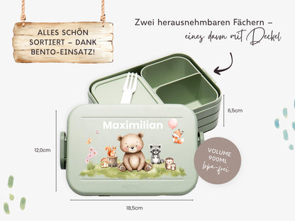 Mepal Brotdose mit Name personalisierbar - Design ZOO TIERE - Verschiedene Farben