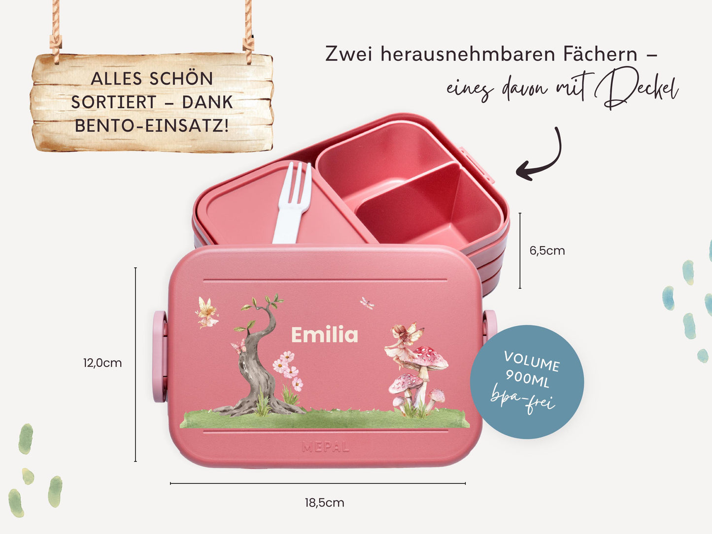 Mepal Brotdose mit Name personalisierbar - Design FEEN - Verschiedene Farben