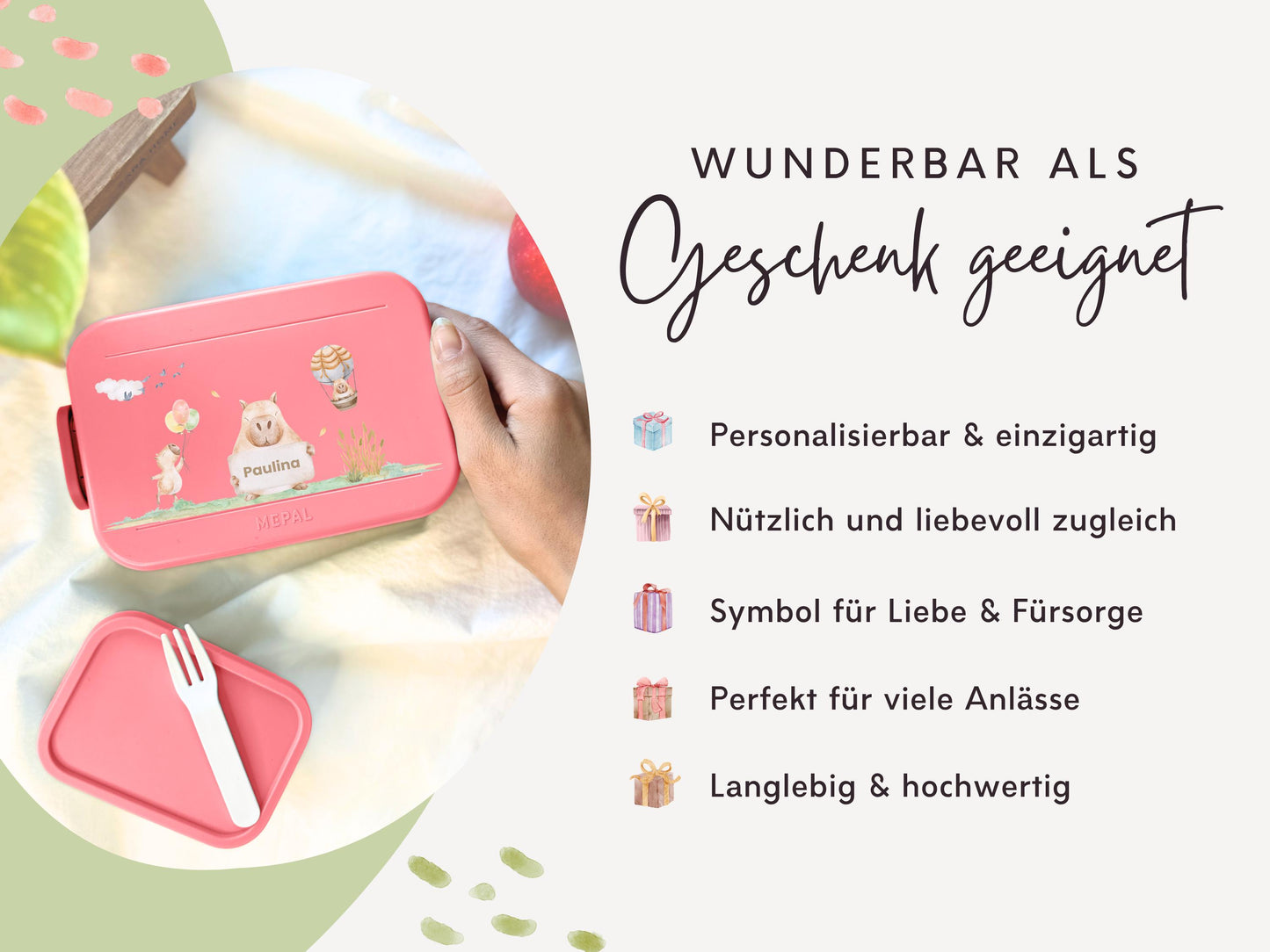 Mepal Brotdose mit Name personalisierbar - Design CAPYBARA - Verschiedene Farben