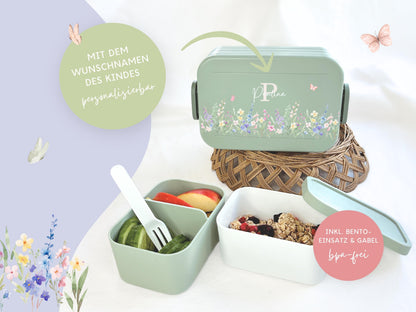 Mepal Brotdose mit Name personalisierbar - Design BLUMEN - Verschiedene Farben