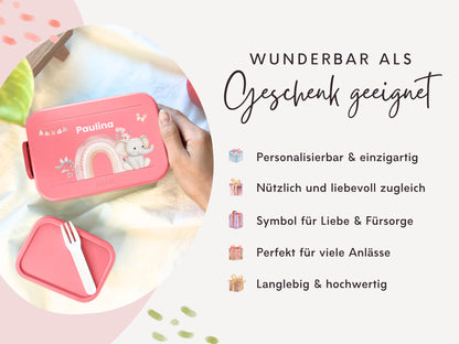 Mepal Brotdose mit Name personalisierbar - Design ELEFANT - Verschiedene Farben